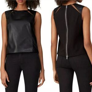 KF KaufmanFranco Collective Faux Leather Cutout Sleeveless Top Women's 14 Moto
